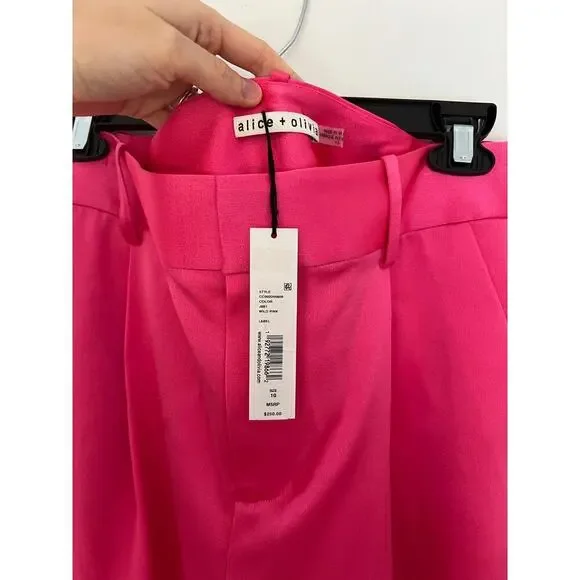 NWT Alice + Olivia Hot Pink Satin Bermuda Shorts - Picture 4 of 5